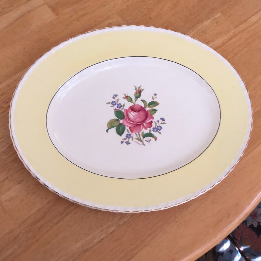Staffordshire England P. Granet Rose Floral Designed Oval China Serving Platter